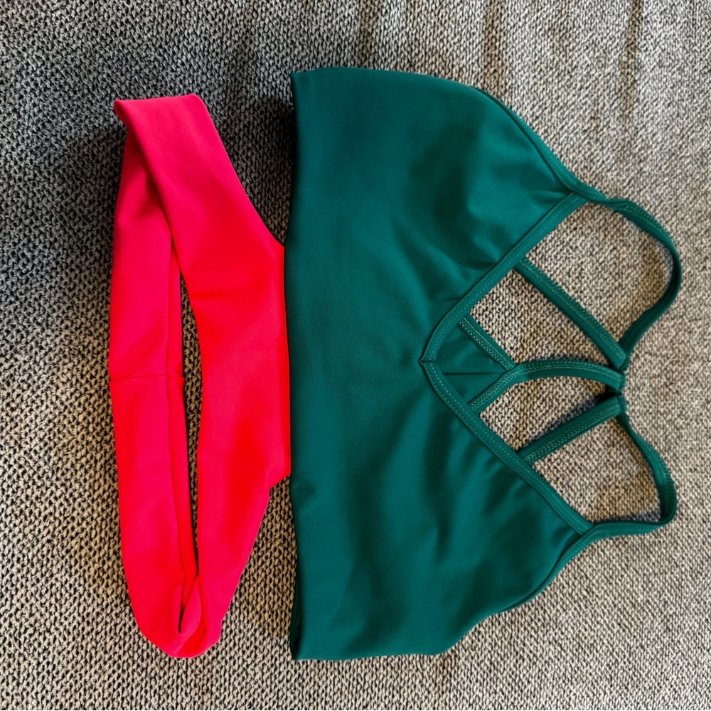 Green and Red Sports Bra